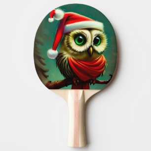 Raquette De Ping Pong Noël vintage Cute Père Noël Owl