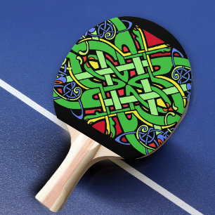 Raquette De Ping Pong Nœud celtique irlandais orné coloré