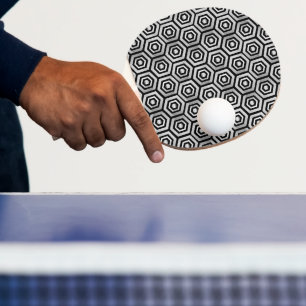 Raquette de Ping Pong Noir Blanc Hexagone Géométri