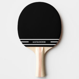 Raquette de ping pong noir et blanc avec nom