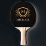 Raquette De Ping Pong Noir et Or Personnalisé Stylo Nom Monogramme<br><div class="desc">Noir et Or Personnalisé Monogramme Stylish Nom. Pour plus de personnalisation,  cliquez sur le bouton "Customiser" et utilisez notre outil de conception pour modifier ce modèle.</div>