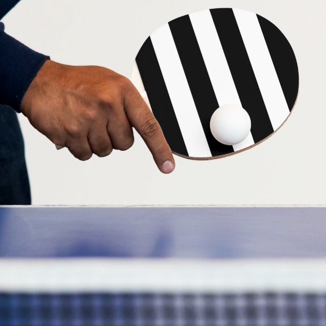 Raquette De Ping Pong Noir gras avec bande blanche classique (Insitu)