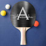 Raquette De Ping Pong Noir Moderne Sports Monogramme à huile métallique<br><div class="desc">Pagaie De Ping Monogramme Élégante À Huile Métallique Faux Noir. Cette pagaie monogrammée Ping Pong Paddle peut être customisée pour inclure votre nom initial et prénom et fait un grand cadeau de 16 anniversaire ou mariage ou de fête de bachelorette.</div>