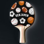 Raquette De Ping Pong Noir nommé personnalisé par assortiment de sports<br><div class="desc">Sports - palette noire personnalisée orientée de ping-pong pour cet athlète d'étoile qui est bon à tous les sports comprenant le jeu merveilleux du ping-pong.</div>