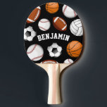 Raquette De Ping Pong Noir nommé personnalisé par assortiment de sports<br><div class="desc">Sports - palette noire personnalisée orientée de ping-pong pour cet athlète d'étoile qui est bon à tous les sports comprenant le jeu merveilleux du ping-pong.</div>