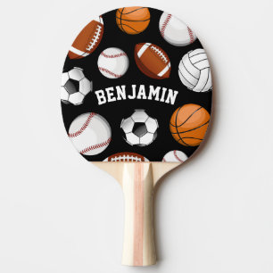 Raquette De Ping Pong Noir nommé personnalisé par assortiment de sports