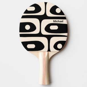 Raquette De Ping Pong Noir personnalisé minimaliste du milieu du siècle 