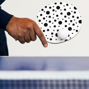 Raquette De Ping Pong Noir sur le Motif Polka blanc