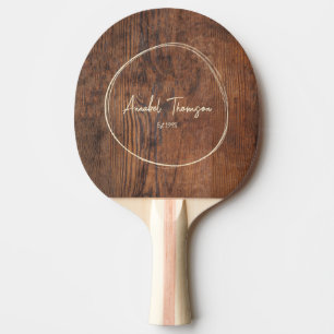 Raquette De Ping Pong Nom Bois de Noyer Foncé dans Cercle Dessiné