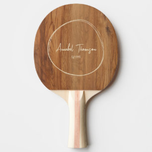 Raquette De Ping Pong Nom de Bois d'Érable dans un Cercle Dessiné