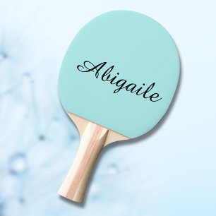 Raquette De Ping Pong Nom de calligraphie turquoise minimaliste tendance