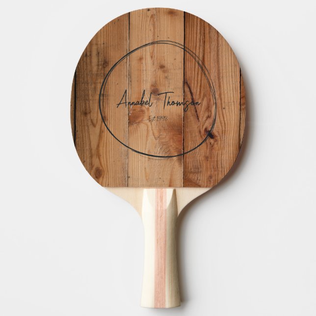 Raquette De Ping Pong Nom de coupe brute d'érable dans un cercle dessiné (Devant)
