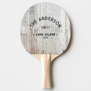 Raquette De Ping Pong Nom de famille côtier vintage blanchi à la chaux p