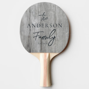 Raquette De Ping Pong Nom de famille écrit à la main en bois gris