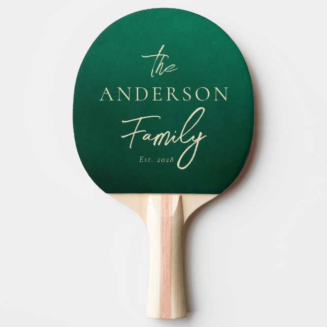 Raquette De Ping Pong Nom de famille écrit à la main vert émeraude (Devant)