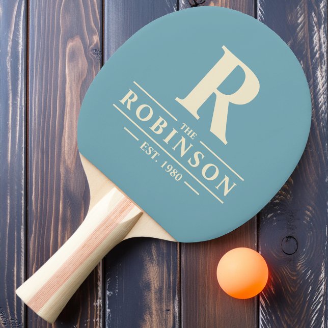 Raquette De Ping Pong Nom de famille et initiale Aqua chaude après-midi (Créateur téléchargé)