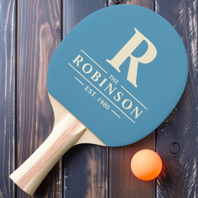 Raquette De Ping Pong Nom de famille et initiale Aqua Splash (Créateur téléchargé)
