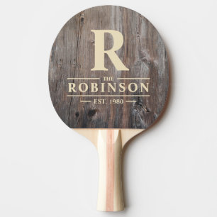 Raquette De Ping Pong Nom de famille et initiale de Worn Planks