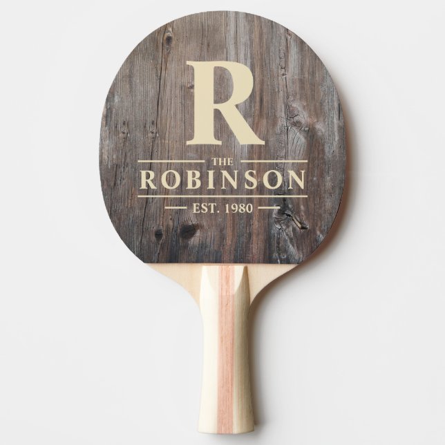 Raquette De Ping Pong Nom de famille et initiale de Worn Planks (Devant)