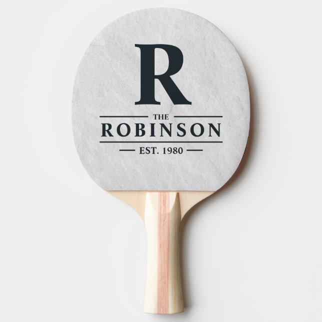 Raquette De Ping Pong Nom de famille et initiale en marbre blanc (Devant)