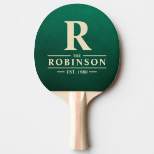Raquette De Ping Pong Nom de famille et initiale Vert émeraude
