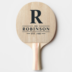 Raquette De Ping Pong Nom de famille et initiale White Pine