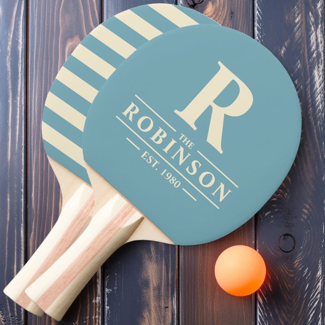 Raquette De Ping Pong Nom de famille et Polo initial Aqua chaud après-mi (Créateur téléchargé)