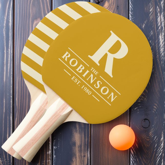 Raquette De Ping Pong Nom de famille et Polo initial Golden Ochre (Créateur téléchargé)