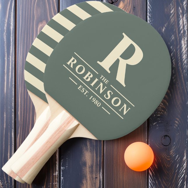 Raquette De Ping Pong Nom de famille et Polo initial gris chaud (Créateur téléchargé)