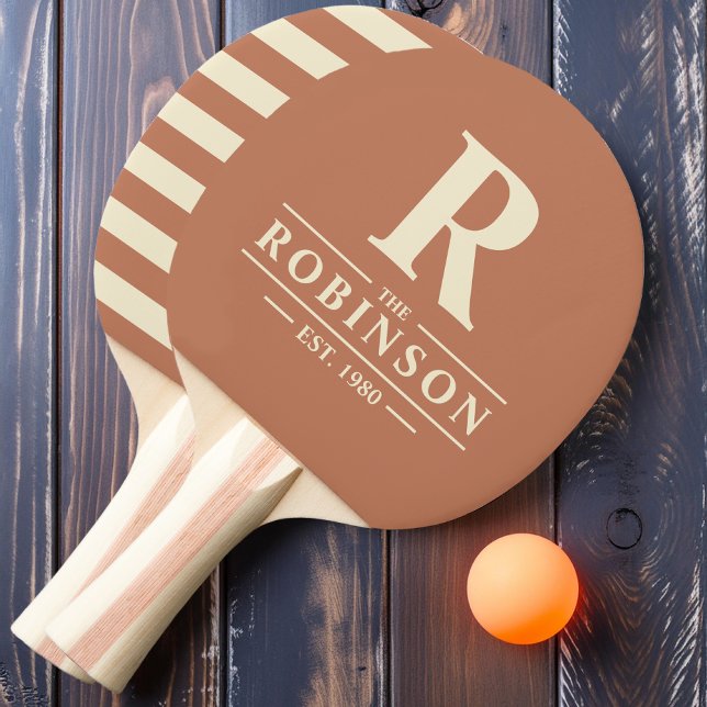 Raquette De Ping Pong Nom de famille et Rose Polo Pale initial (Créateur téléchargé)