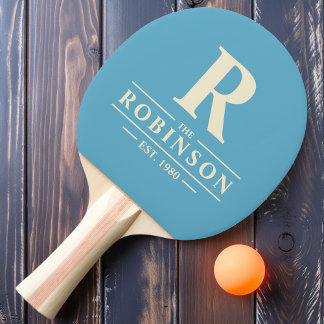 Raquette De Ping Pong Nom de famille & Initial Aqua Sky