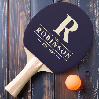 Raquette De Ping Pong Nom de famille & Initial Midnight Ocean