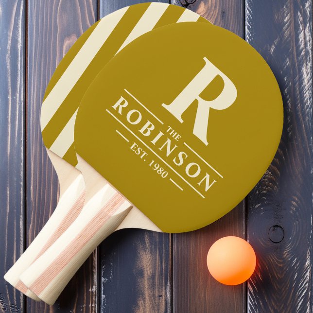 Raquette De Ping Pong Nom de famille & Initial Rayure Polo Désert Sage (Créateur téléchargé)