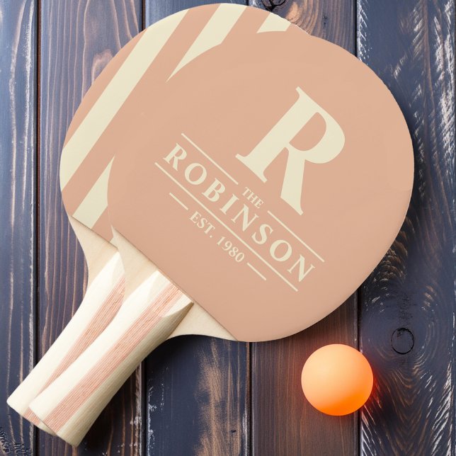 Raquette De Ping Pong Nom de famille & Initial Rayure Polo Pêche Douce (Créateur téléchargé)
