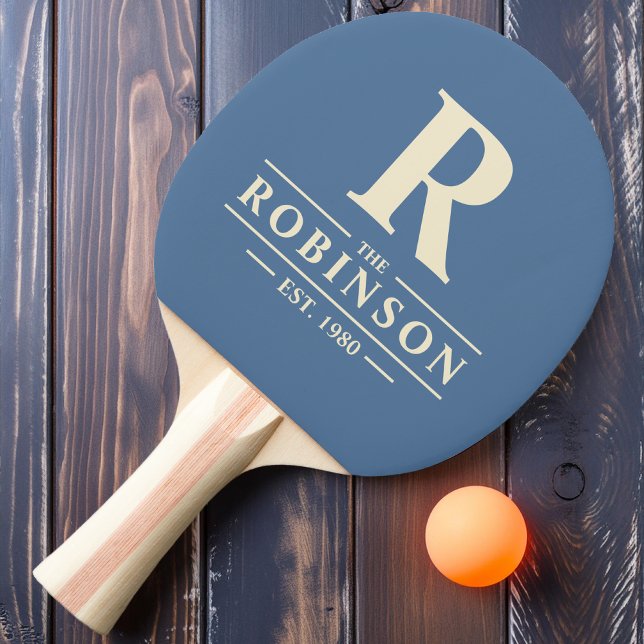 Raquette De Ping Pong Nom de famille & Initiale Capri Bleu (Créateur téléchargé)