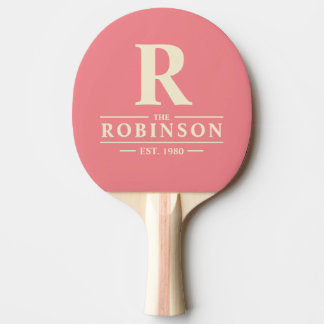 Raquette De Ping Pong Nom de famille & initiale Peach