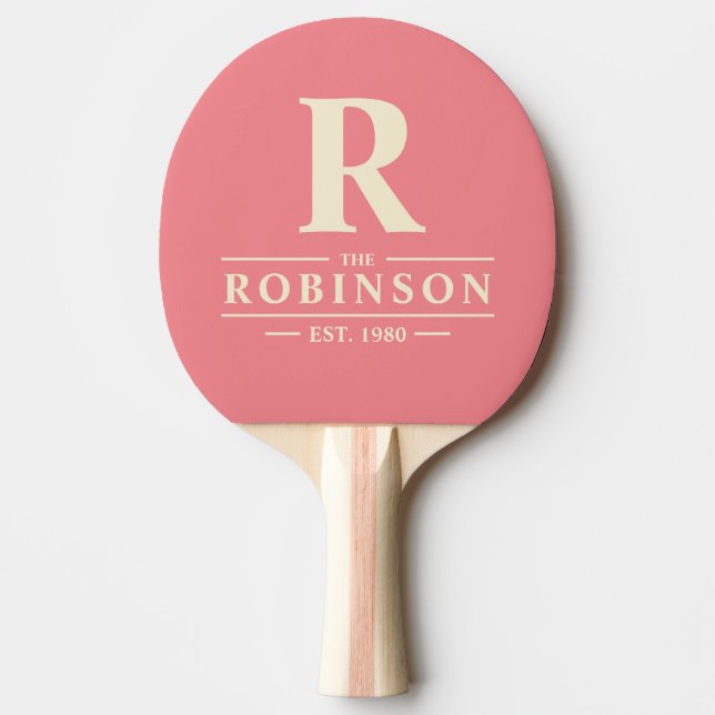 Raquette De Ping Pong Nom de famille & initiale Peach (Devant)