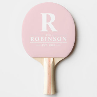 Raquette De Ping Pong Nom de famille & initiale Pink Whisper