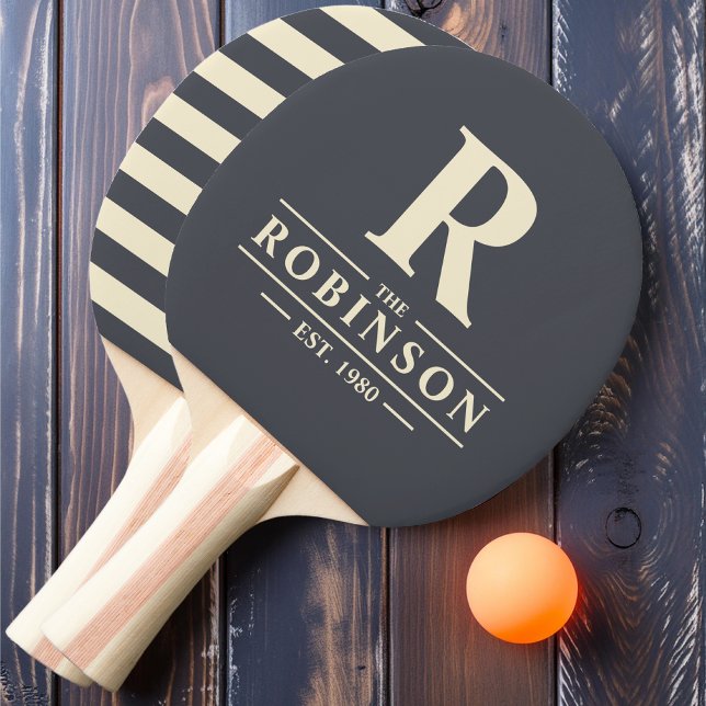 Raquette De Ping Pong Nom de famille & Polo initiale Gray méditerranéen (Créateur téléchargé)