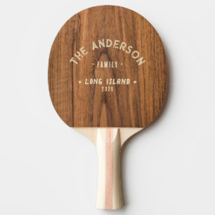 Raquette De Ping Pong Nom de famille vintage bord de mer d'Elm Wood