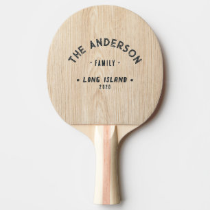 Raquette De Ping Pong Nom de famille vintage bord de mer pin blanc