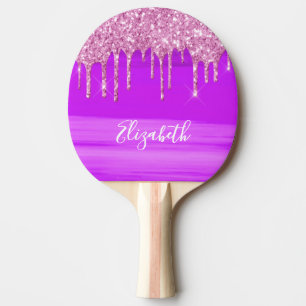 Raquette De Ping Pong Nom de goutte de parties scintillant rose violet m