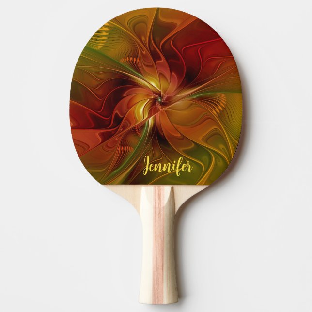 Raquette De Ping Pong Nom de la fleur Brown rouge orange Abstraite (Devant)