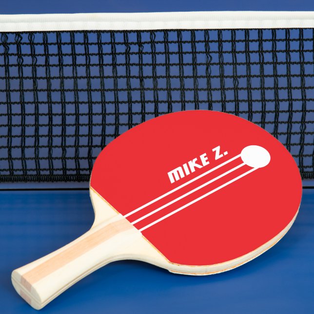Raquette De Ping Pong Nom de rayures sportives ROUGE (Insitu)