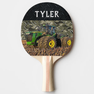 Raquette De Ping Pong Nom d'équipement de ferme tracteur cool Camo