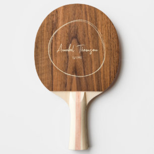 Raquette De Ping Pong Nom d'Orme Boisé dans Cercle Dessiné