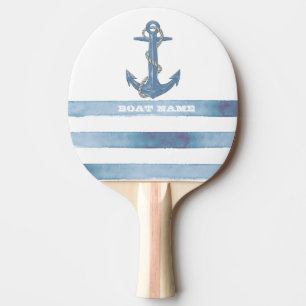 Raquette De Ping Pong Nom du bateau nautique, Ancre, corde, Bleu clair b