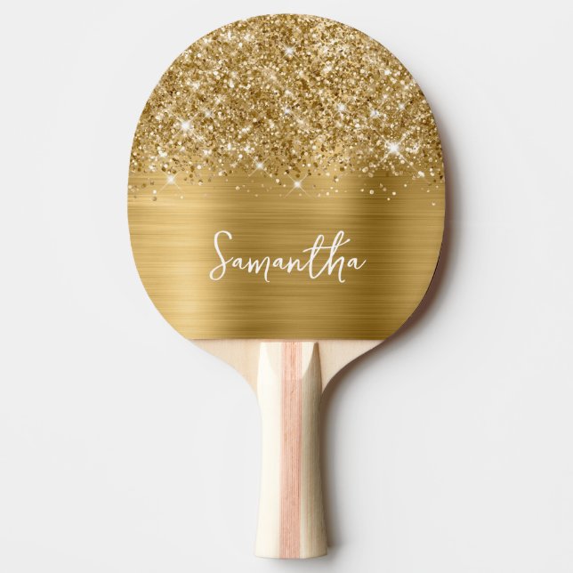 Raquette De Ping Pong Nom du glamour doré Glittery (Devant)