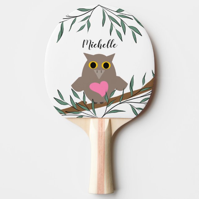Raquette De Ping Pong Nom du hibou rose mou (Devant)