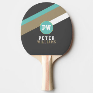 Raquette De Ping Pong Nom du joueur avec des rayures gris foncé